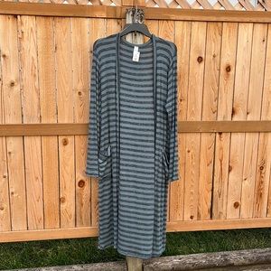 Long Striped Cardigan, Size Lg, NWT
